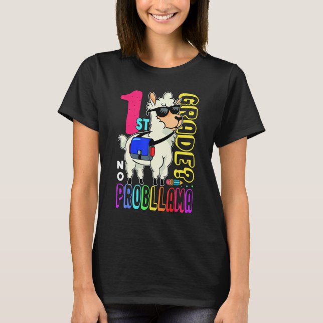 1st Grade No Prob Llama Back To School First Day 3 T-Shirt (Vorderseite)