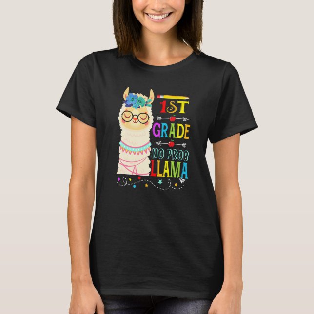 1st Grade No Prob Llama Back To School First Day   T-Shirt (Vorderseite)