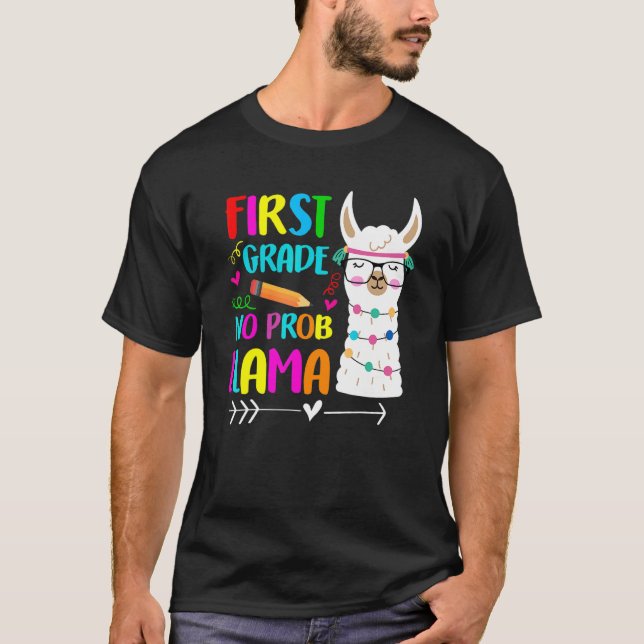 1st Grade No Prob Llama Teacher Back To School Gir T-Shirt (Vorderseite)
