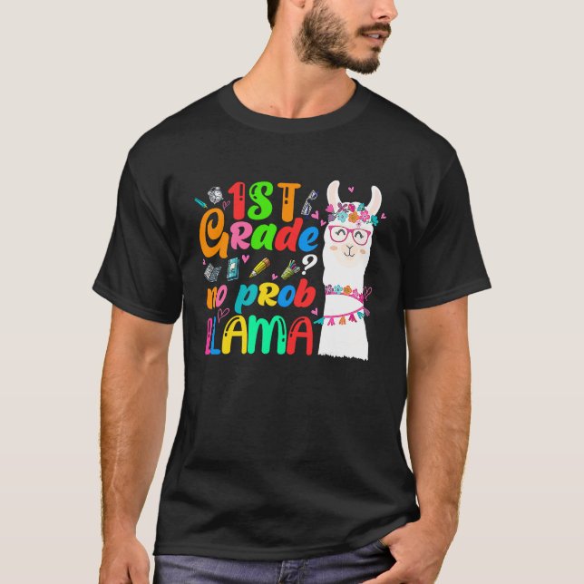 1st Grade No Prob Llama Teacher Student First Day  T-Shirt (Vorderseite)