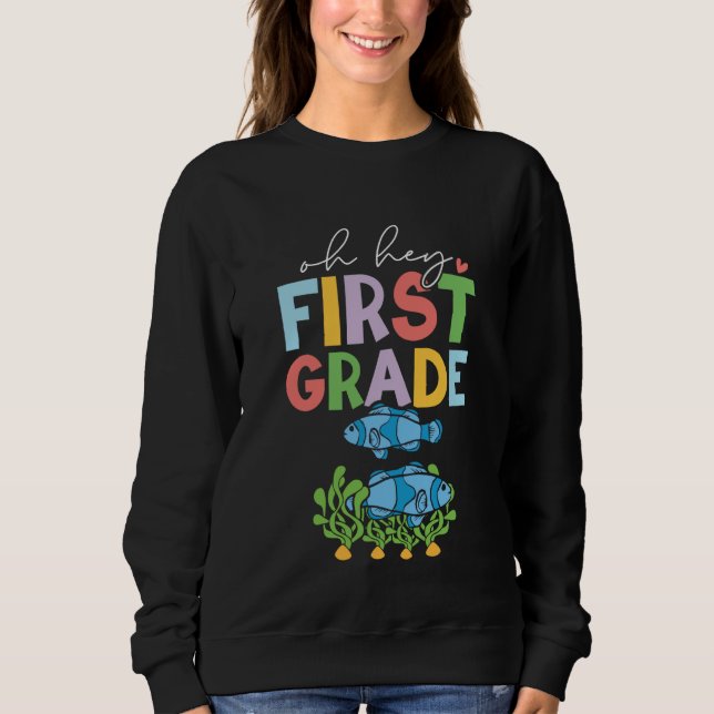 1st Grade Outfit Boys Kids Fish - First Day of Fir Sweatshirt (Vorderseite)