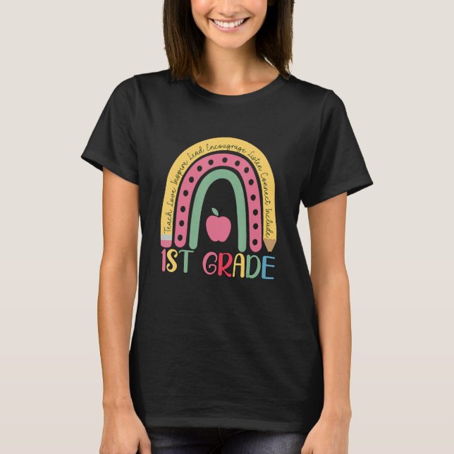 1st Grade Rainbow Team First Grade Teacher Boho Ra T-Shirt (Vorderseite)