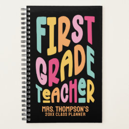 1st Grade Teacher Colorful Text Planner Planer