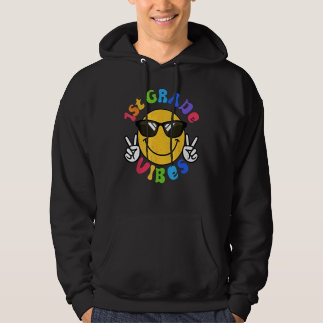 1st Grade Vibes Happy Face Smile Gift Back To Scho Hoodie (Vorderseite)