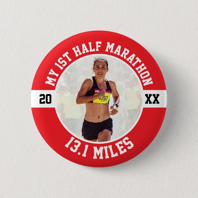 1st Half Marathon Runner First Running Beginner Button (Vorderseite)