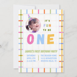 1ST- IT'S FUN TO BE ONE FIRST BIRTHDAY INVITATION EINLADUNG