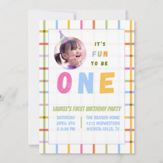 1ST- IT'S FUN TO BE ONE FIRST BIRTHDAY INVITATION  EINLADUNG