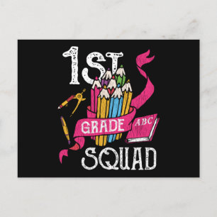 1st Klasse Squad Zurück zur Schule Schüler Kinder Postkarte
