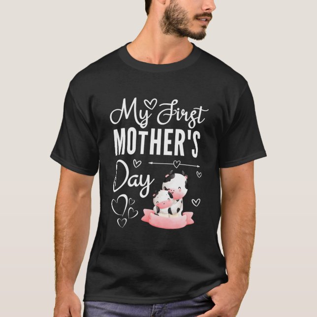 1St Mothers Day As A Mom Cow Mom My First Mothers  T-Shirt (Vorderseite)