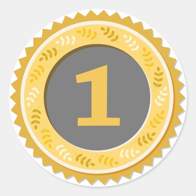 1st Place Gold Medal Dark Runder Aufkleber (Vorderseite)