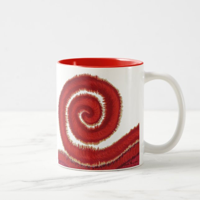1st-Root Chakra Rot-Spiralen-Grafik #1 Zweifarbige Tasse (Rechts)