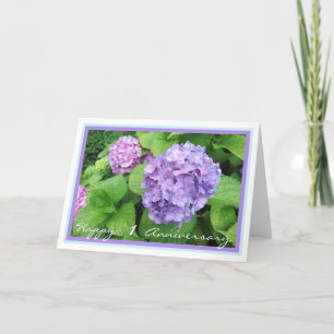 1st Wedding Anniversary Wishes Hydrangeas Elegant Karte