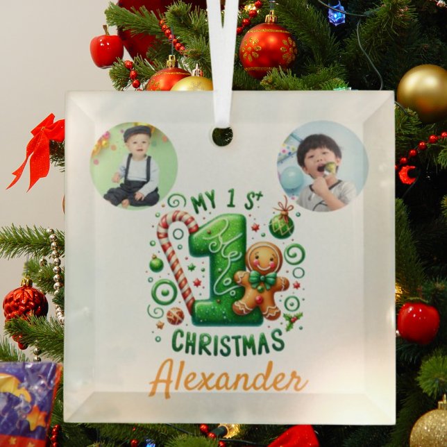 1st Xmas Candy Cane Gingerbread Photo Ornament (Von Creator hochgeladen)
