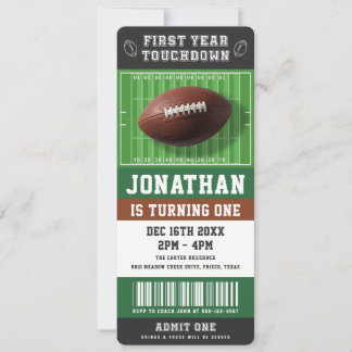 1st Year Touchdown Football Birthday Party Ticket Einladung