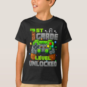 1ste Stufe Entsperrter Videogamer Pixel CK to S T-Shirt