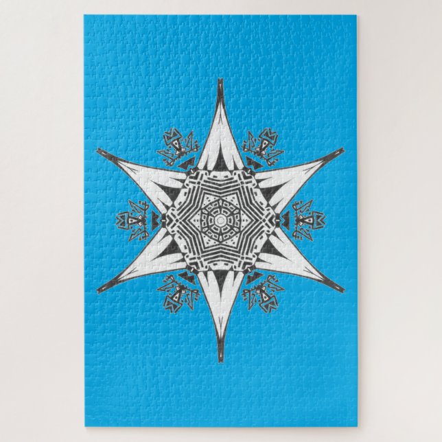 1Z Schwarz-weißes Abstraktes Tribal Puzzle (Vertikal)