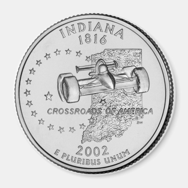 2002 Indiana Staat Quarter Magnet (Vorne)