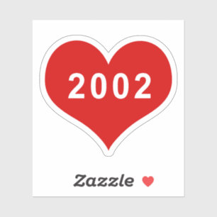 2002 rotes Herz Vinyl Aufkleber
