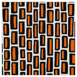 200515 - Schwarz und Orange auf Weiß Stoff