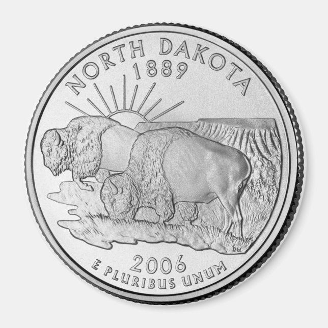 2006 North Dakota Staat Quarter Magnet (Vorne)