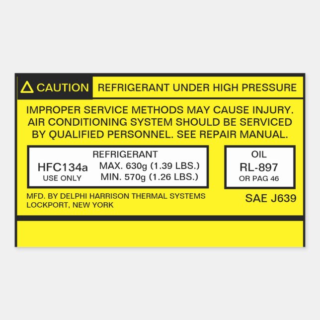 2007 Tacoma A/C Klimaanlage Decal Rechteckiger Aufkleber (Vorderseite)