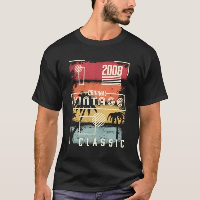 2008 Shirt Vintag Geburtstagsgeschenk Retro Palme  (Vorderseite)