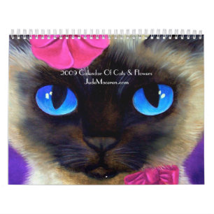 2009 Kalender-Katzen u. Blumen-Farbe… - Besonders Kalender