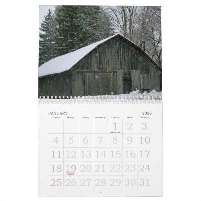 2009 - Scheunen von Mittelpennsylvania Kalender (Jan 2026)