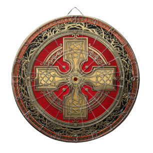 [200] Alter keltischer heiliger Goldknoten Kreuz Dartscheibe