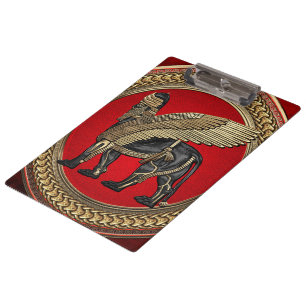 [200] Assyrian Winged Lion: Gold & Black Lamassu Klemmbrett