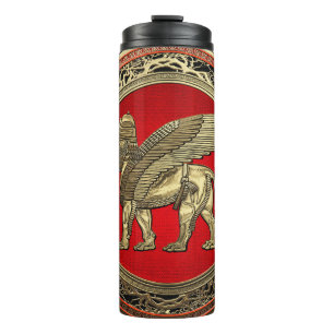 [200] Assyrian Winged Lion - Gold Lamassu Thermosbecher