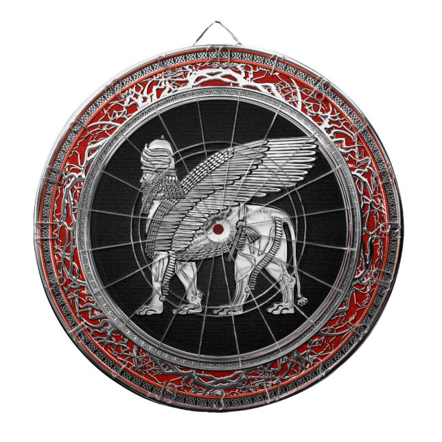 [200] Assyrian Winged Lion - Silver Lamassu Dartscheibe (vorne)