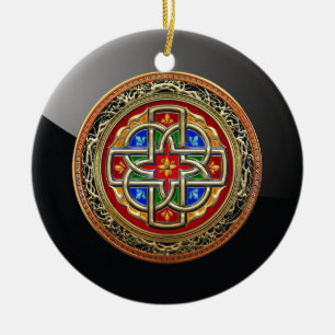 [200] Celtic Cross [Gold+Enamel] Keramikornament