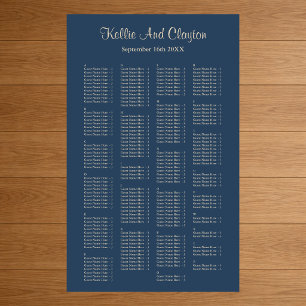 200 Classic Blue Simple Wedding Seating Chart Poster