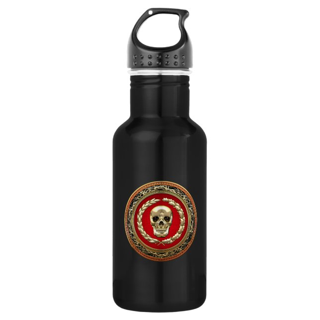 [200] Goldener Schädel Edelstahlflasche (Vorderseite)