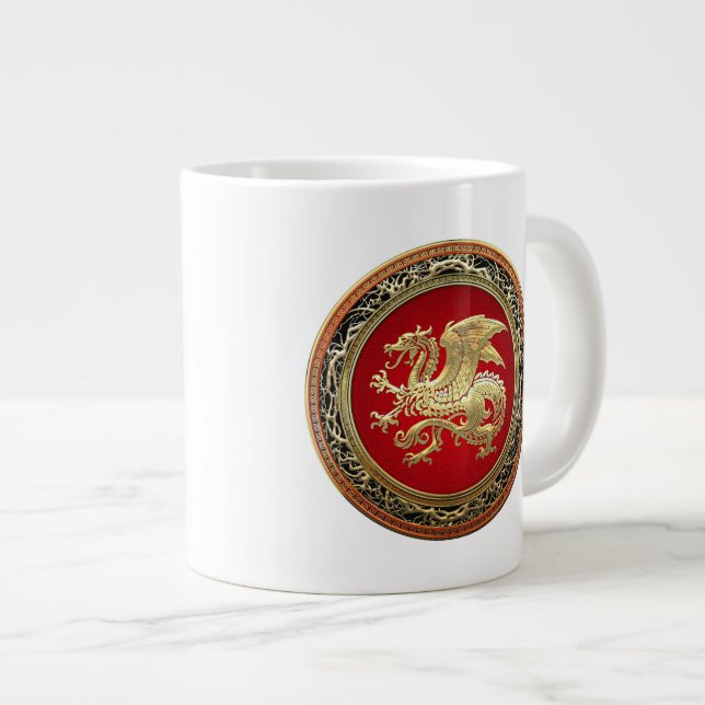 [200] Isländischer Drache, Landvættir [Gold] Jumbo-Tasse (Vorderseite Rechts)