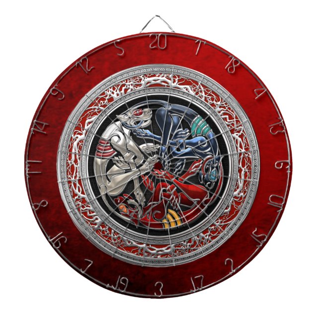 [200] Keltische Schätze - Drei Hunde auf Silber Dartscheibe (vorne)