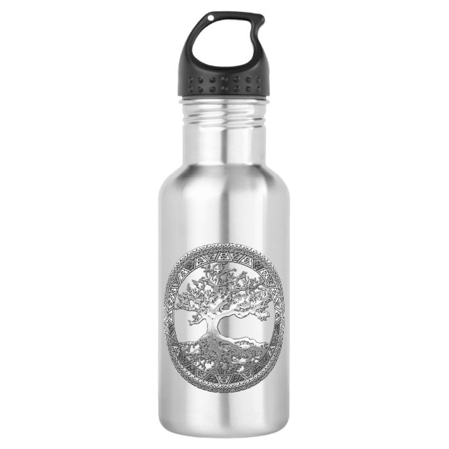[200] Keltischer Baum des Lebens [Silber] Edelstahlflasche (Vorderseite)