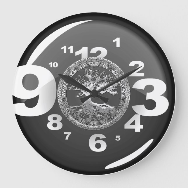 [200] Keltischer Baum des Lebens [Silber] Große Wanduhr (Vorderseite)