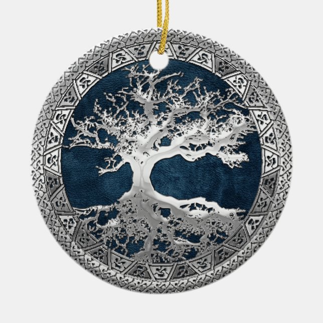 [200] Keltischer Baum des Lebens [Silber] Keramik Ornament (Vorne)