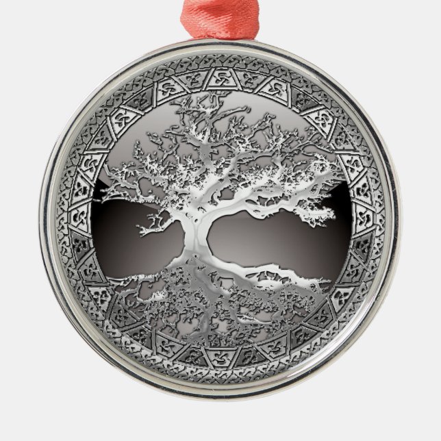 [200] Keltischer Baum des Lebens [Silber] Silbernes Ornament (Vorne)