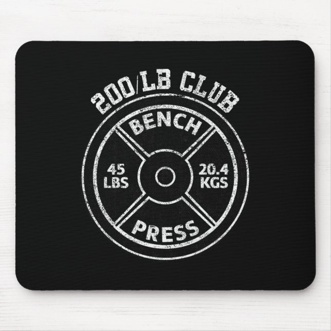 200 Lbs Pound Bench Press Club Gym Weightlifting P Mousepad (Vorne)