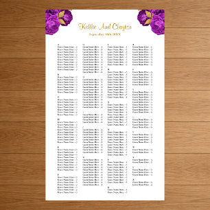 200 Lila und goldene Hochzeitstabelle Poster