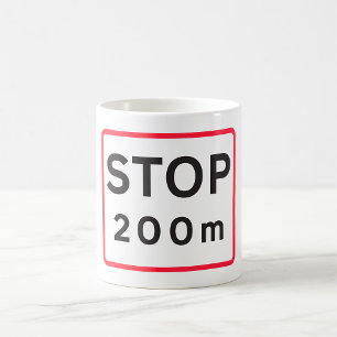 200 m lange Haltestelle für die Verkehrswarnung Kaffeetasse