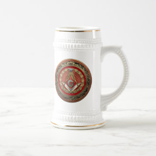 [200] Master Mason - Gold Square & Compasses Bierglas