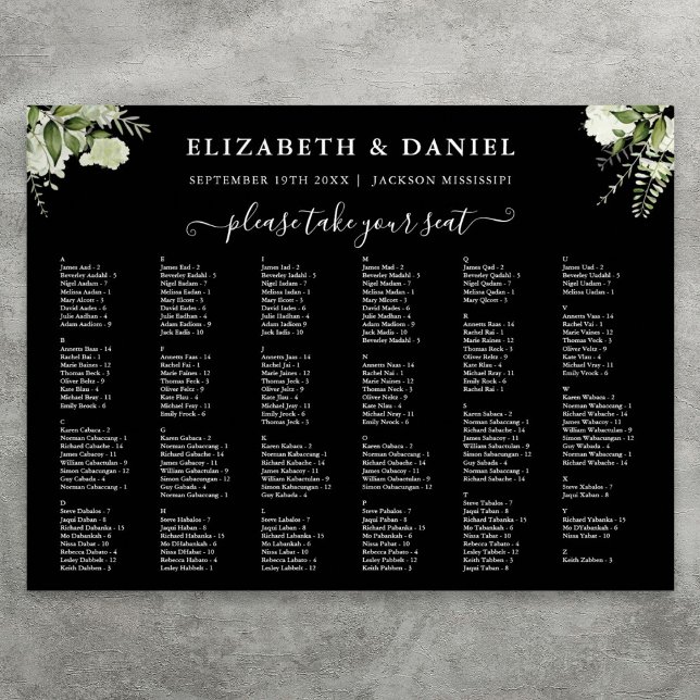 200 Namen Begrünung Hochzeit Sitzplan Schild (200 Names Greenery Wedding Seating Chart Sign)