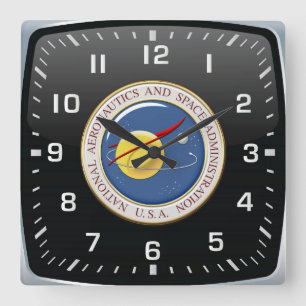 [200] NASA-Emblem [3D] Quadratische Wanduhr