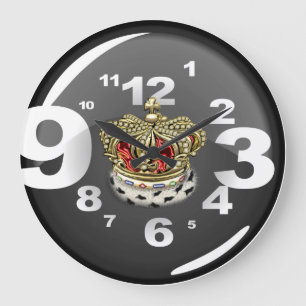[200] Prince [King] Royal Crown [Fur+Gold][Red] Große Wanduhr