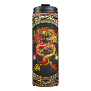 [200] Rote und Gelbe Drachen Thermosbecher