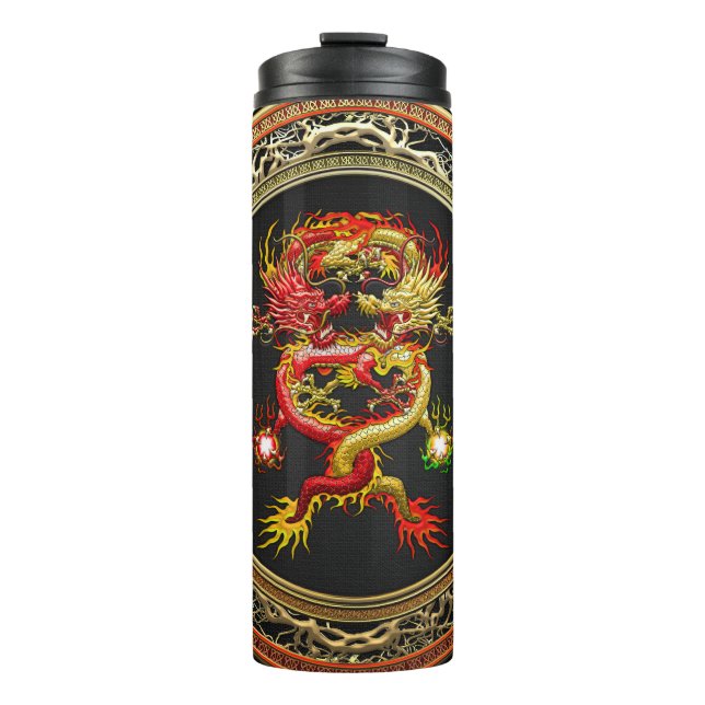 [200] Rote und Gelbe Drachen Thermosbecher (Vorderseite)